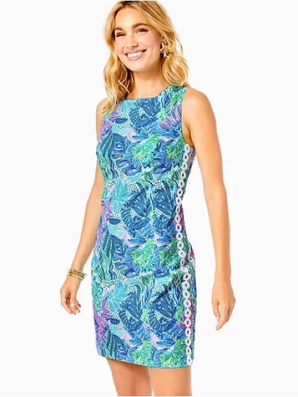 Lilly Pulitzer Mila Stretch Botanical Green Holiday In The Sun Dress Size 12